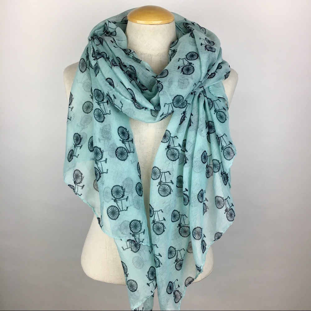 Blue Oversized Semi-Sheer Bicycle Blanket Scarf